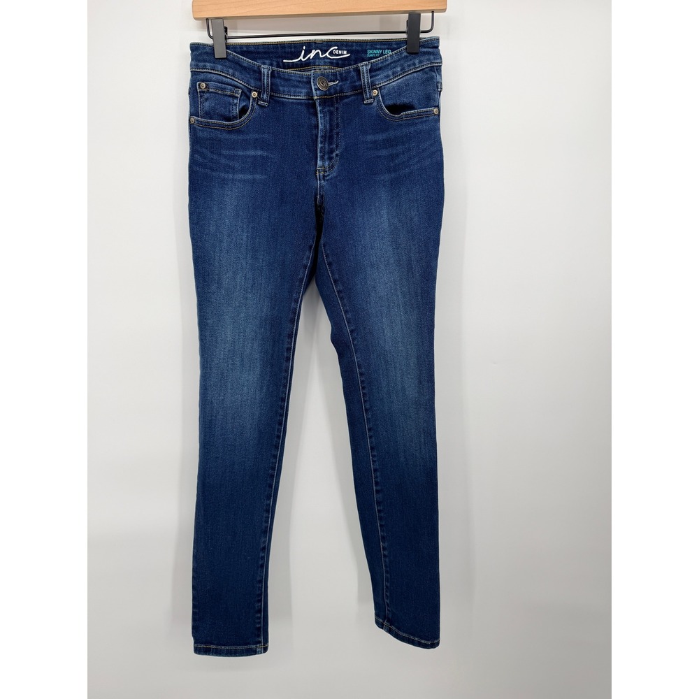 INC Skinny Leg Jeans Womens 28 Blue Excellent Curvy Fit Dark Wash Stretch